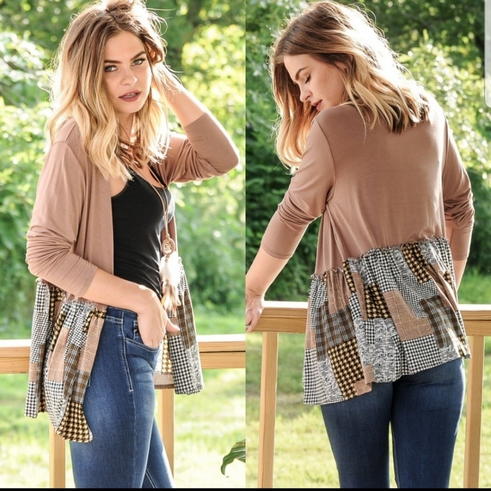 RELISTED HP! Papermoon Mocha patchwork cardigan - Picture 4 of 6